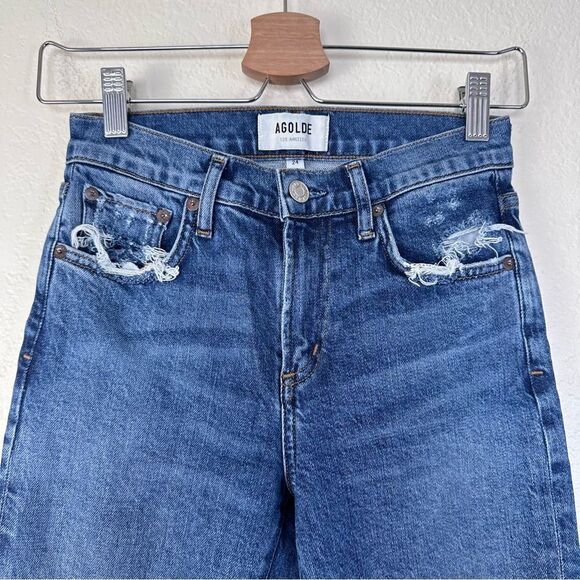Agolde Toni Slim Distressed Ankle Jeans Size 24 - Picture 4 of 11